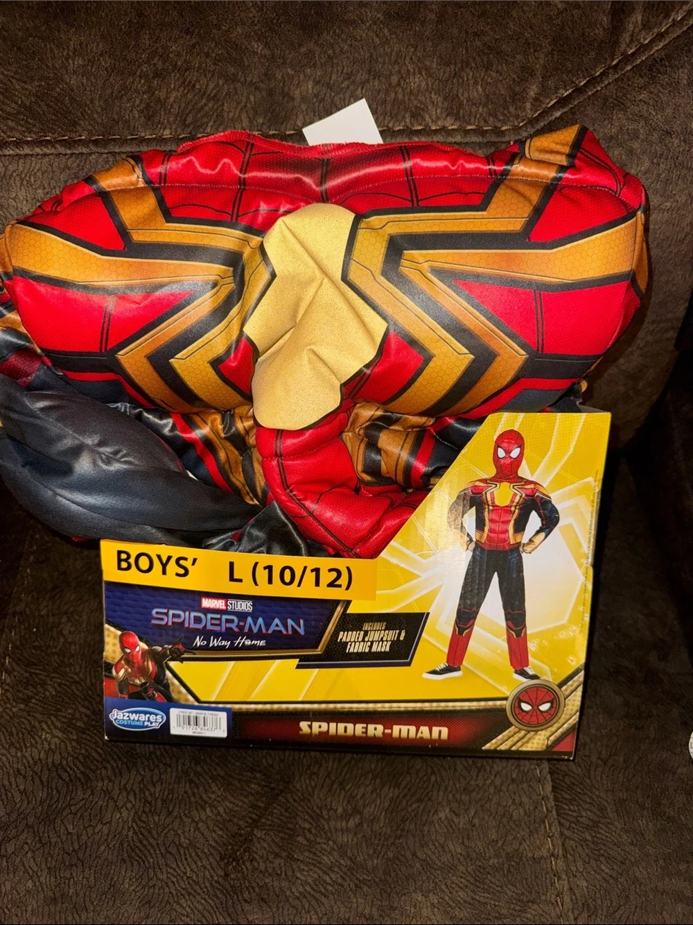 New Marvel Spider-Man Boys' Red and Gold Costume size Large (10/12)