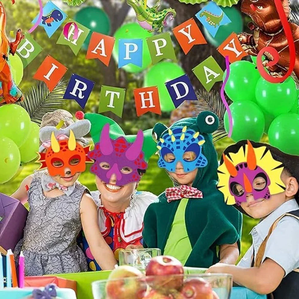 6 Packs Dinosaur Masks Felt and Elastic for Kids  - BIRTHDAY PARTY FUN! NEW