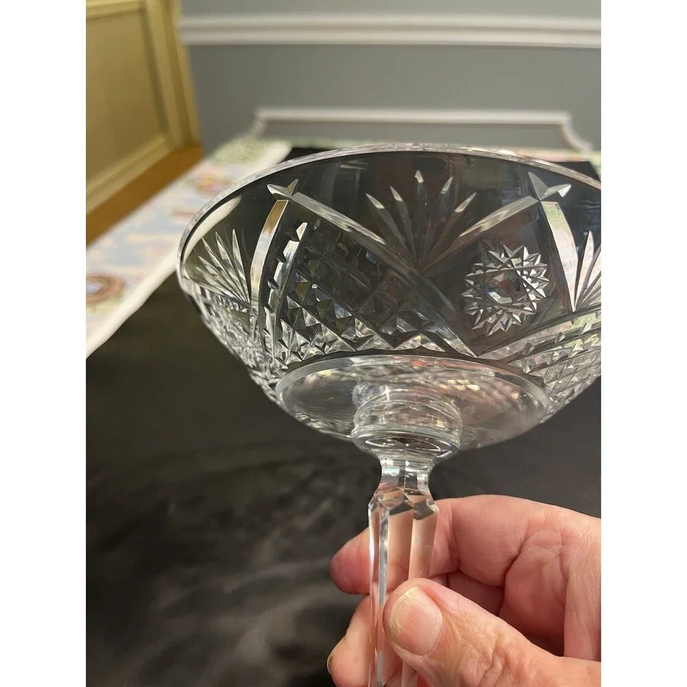 Waterford Crystal Compote Candy Dish Pedestal Vintage Fans Hobstars Crosscuts