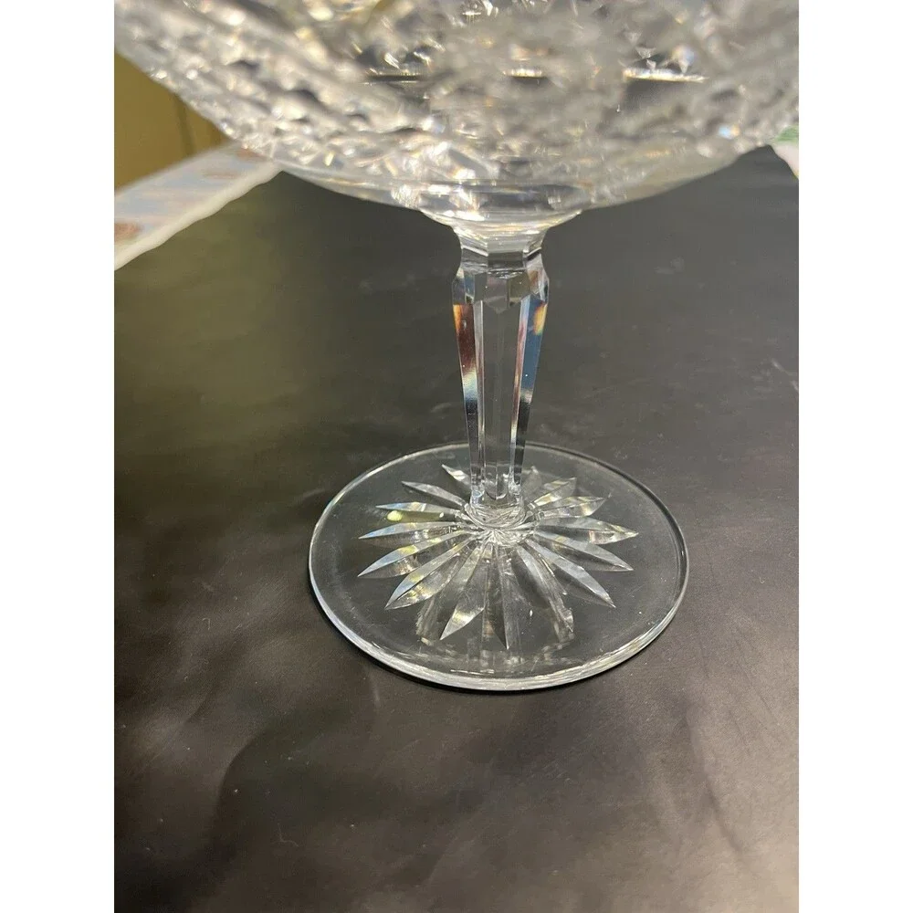 Waterford Crystal Compote Candy Dish Pedestal Vintage Fans Hobstars Crosscuts