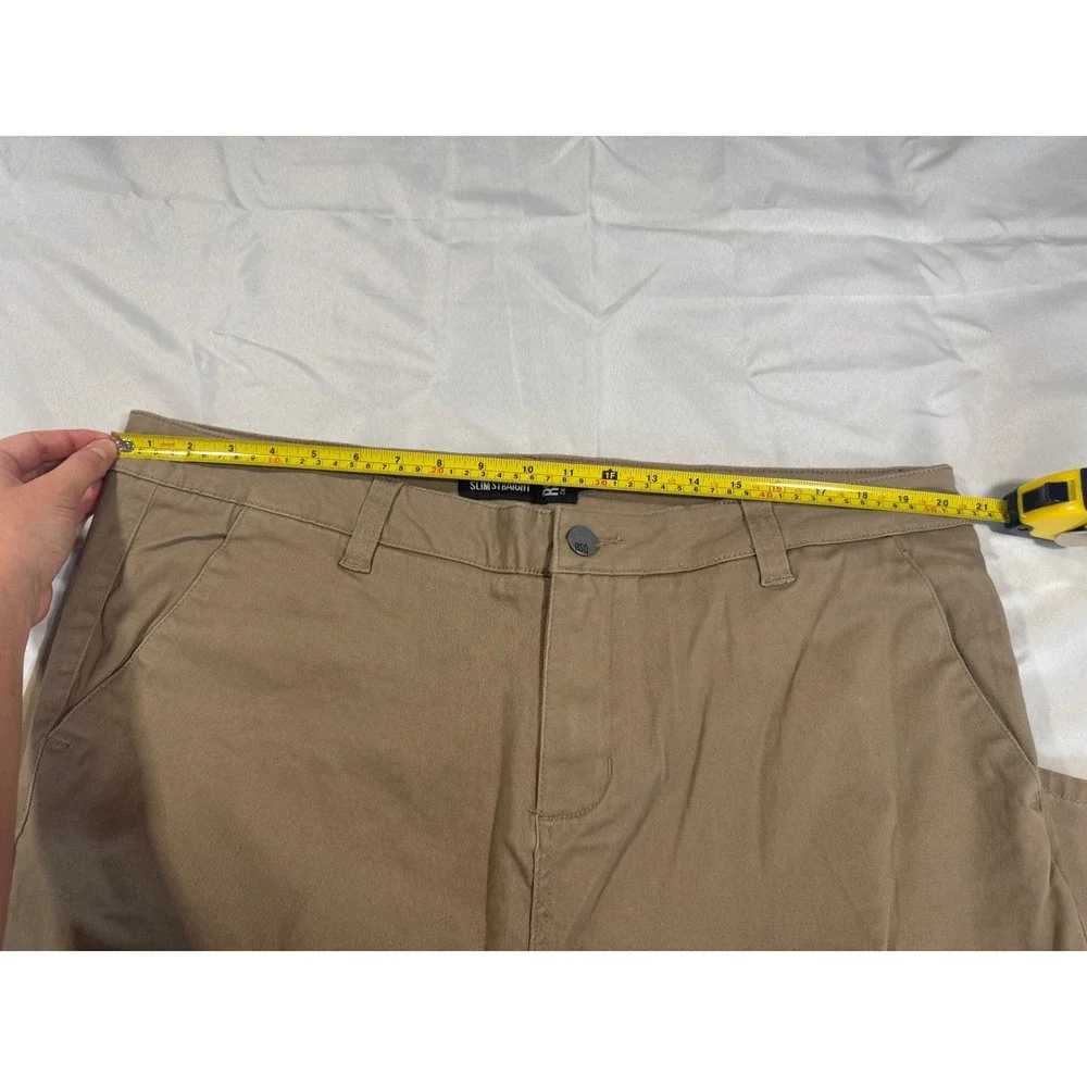 RSQ Mens New York Slim Straight Chino Pants 40x32 Khaki Casual Comfort Preppy