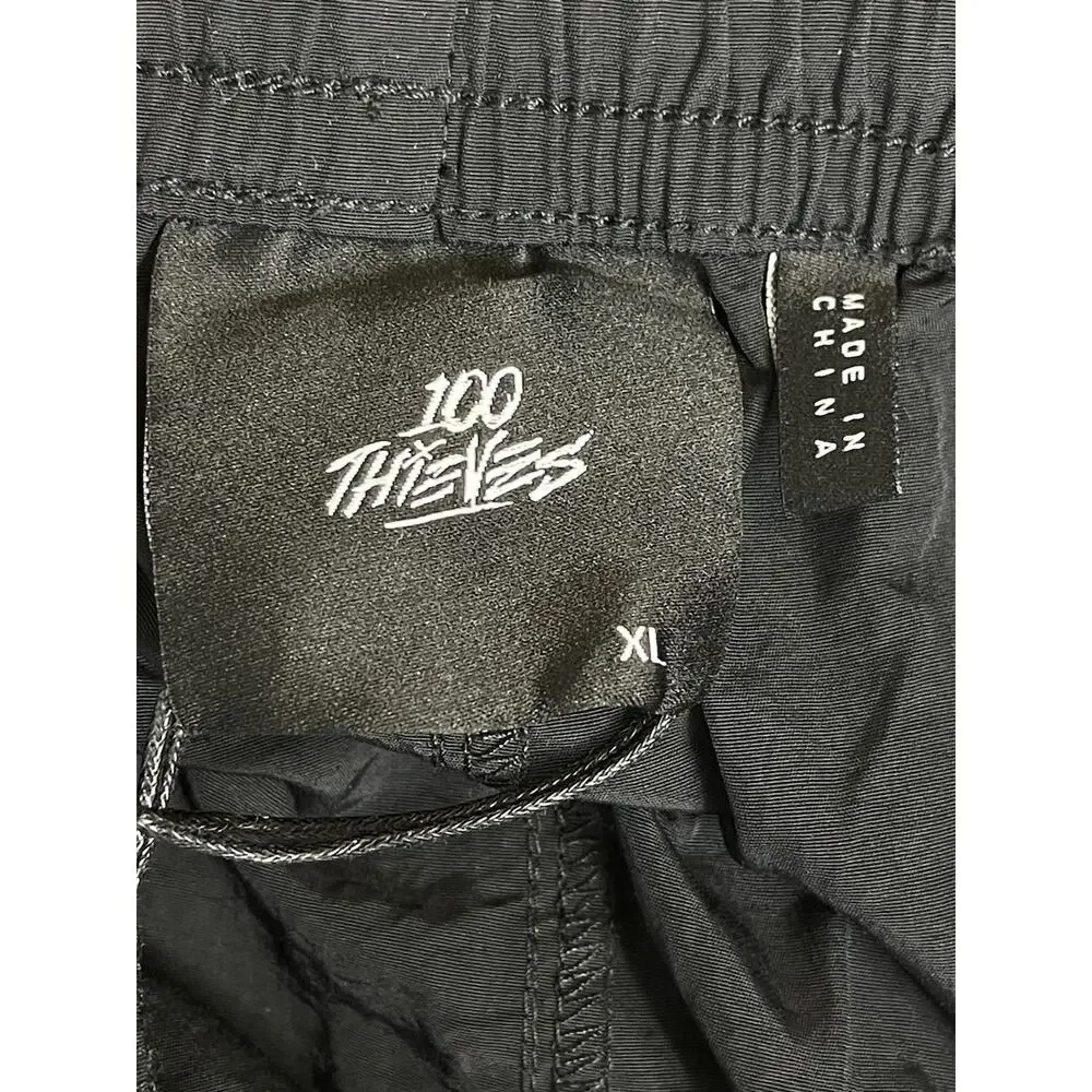 100 Thieves Pants Mens XL Black Foundations Nylon Straight Leg Ankle Zip Relaxed