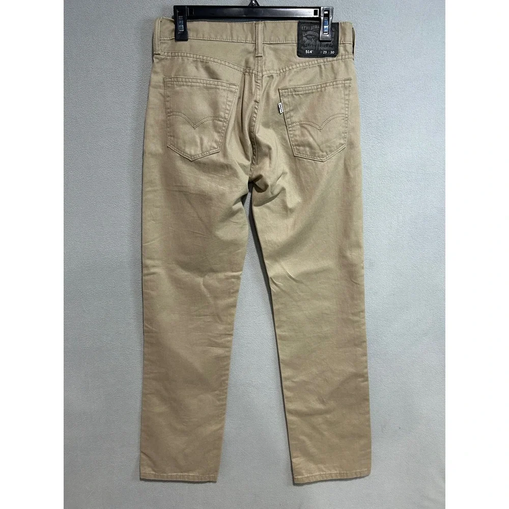 Levi Strauss 514 Straight Fit Pants Mens 29x30 Tan Khaki Cotton Twill Trousers