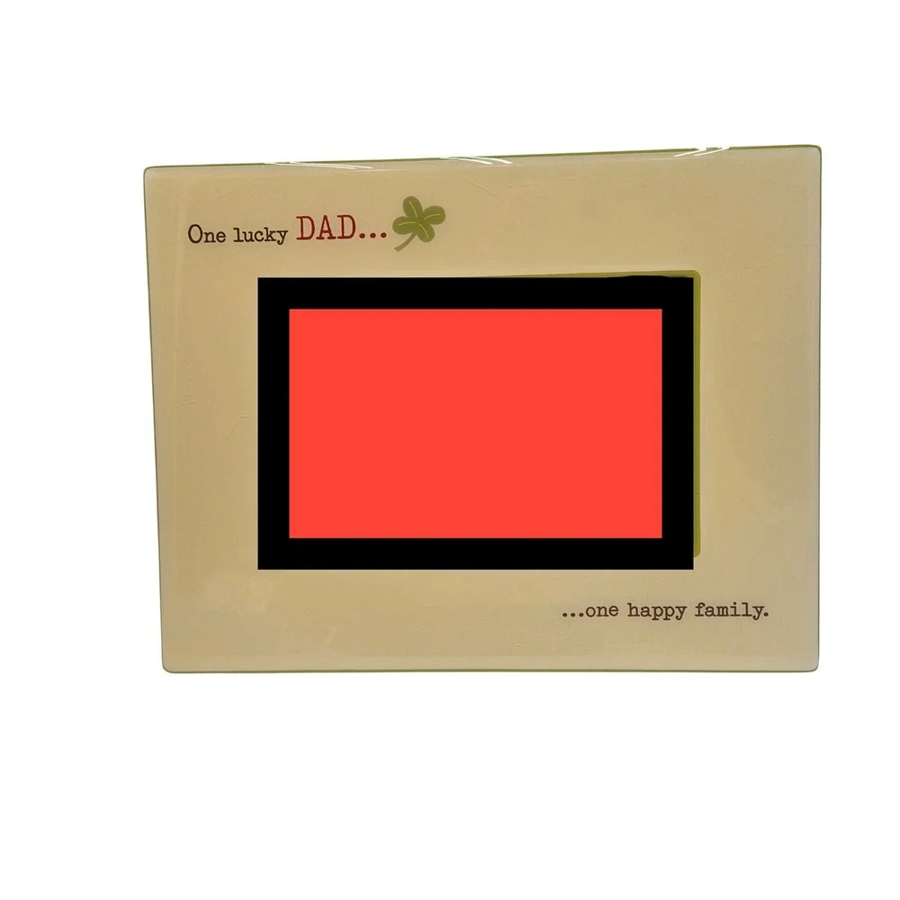 Hallmark One Lucky Dad One Happy Family Ceramic 4x6 Photo Frame Green Yellow