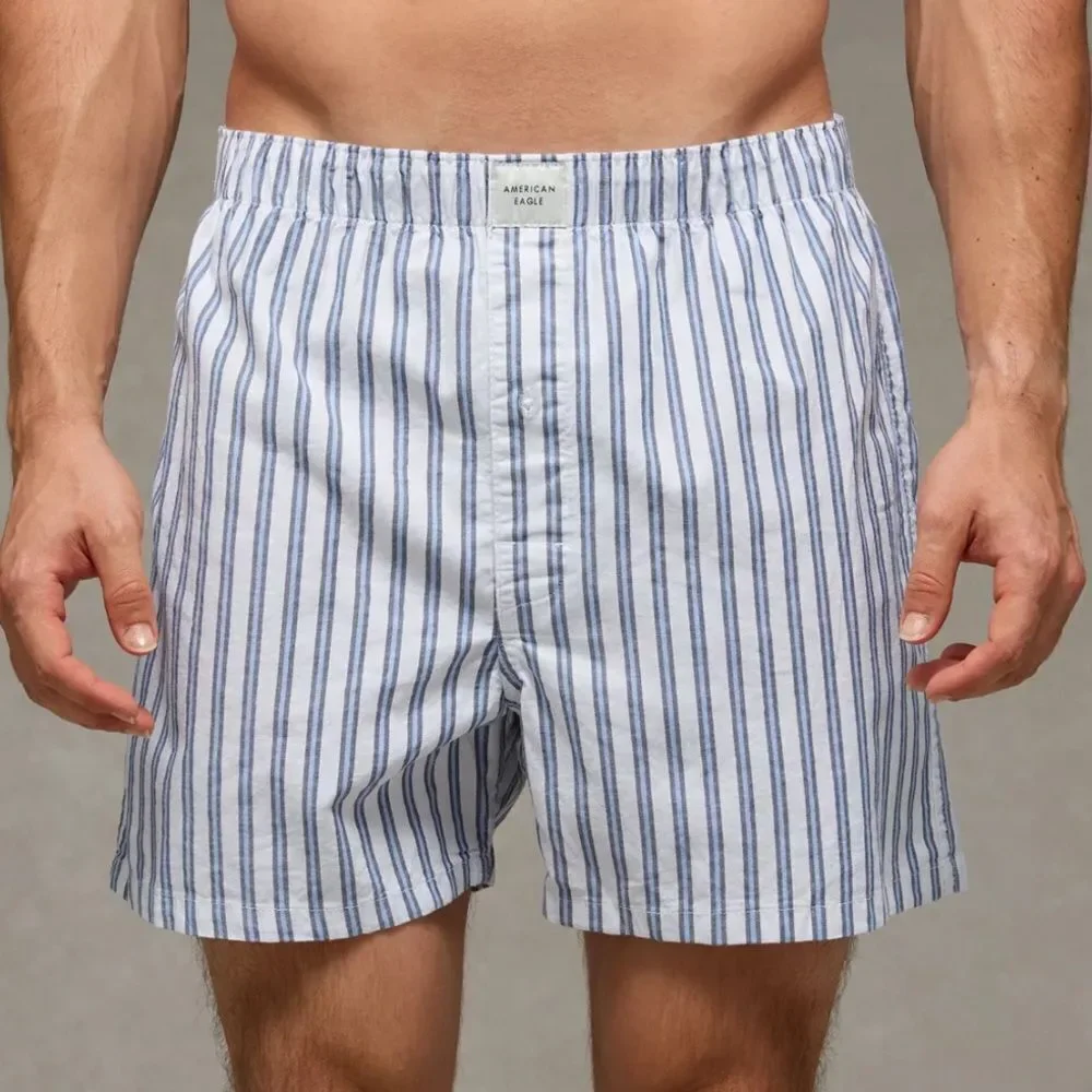 AE Blue White Gray Stripes 4” Stretch Pocket Boxer