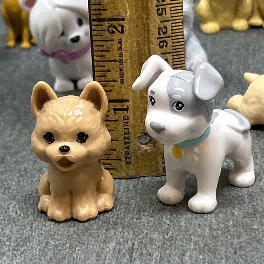 12pc Mini Dog Figurine Lot Hard Plastic Tiny 1-2 Inch Puppy Figures Toy Mix