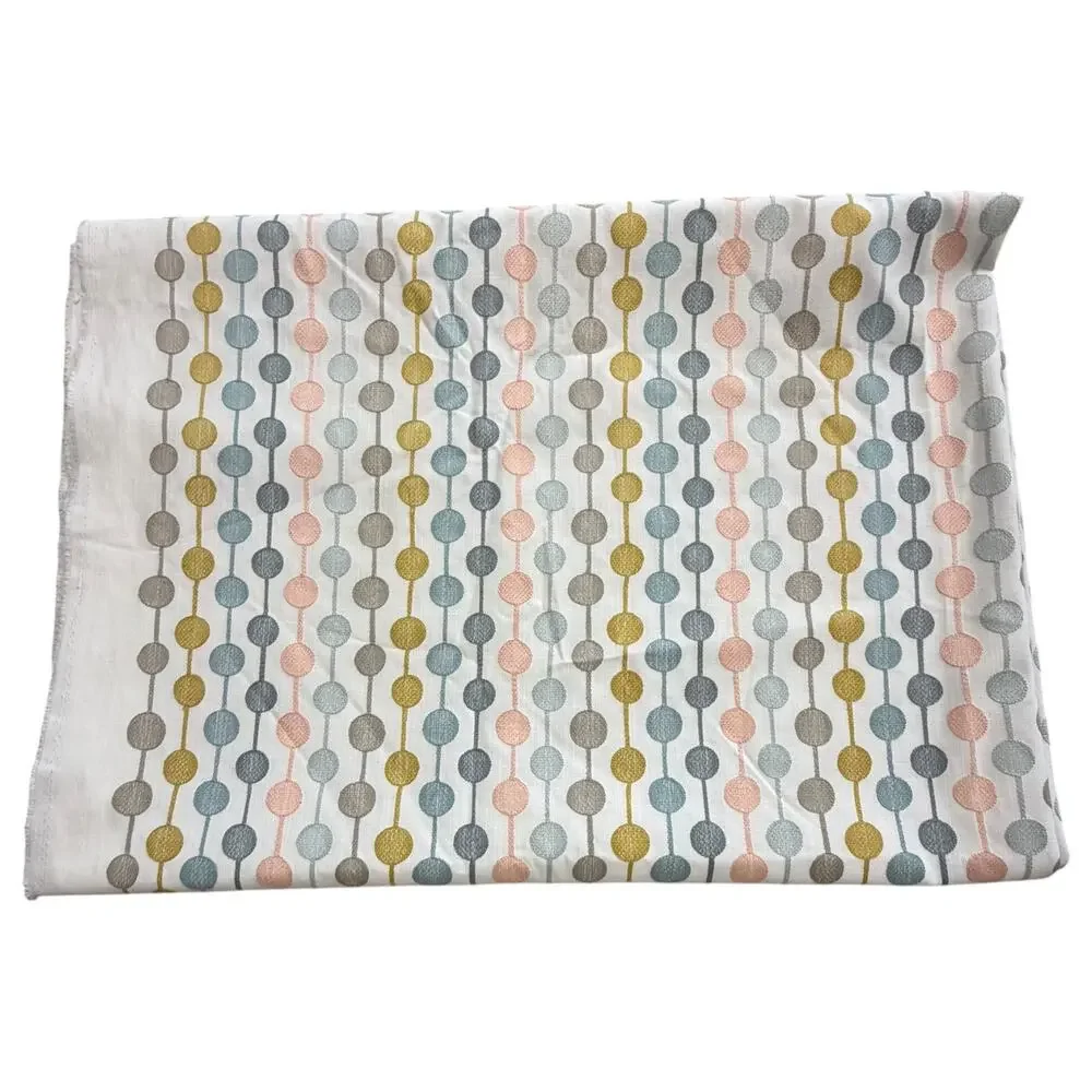 Scion Taimi Embroidered Fabric Piece 2 1/4 Yd Retro Mid Century Geometric Dot