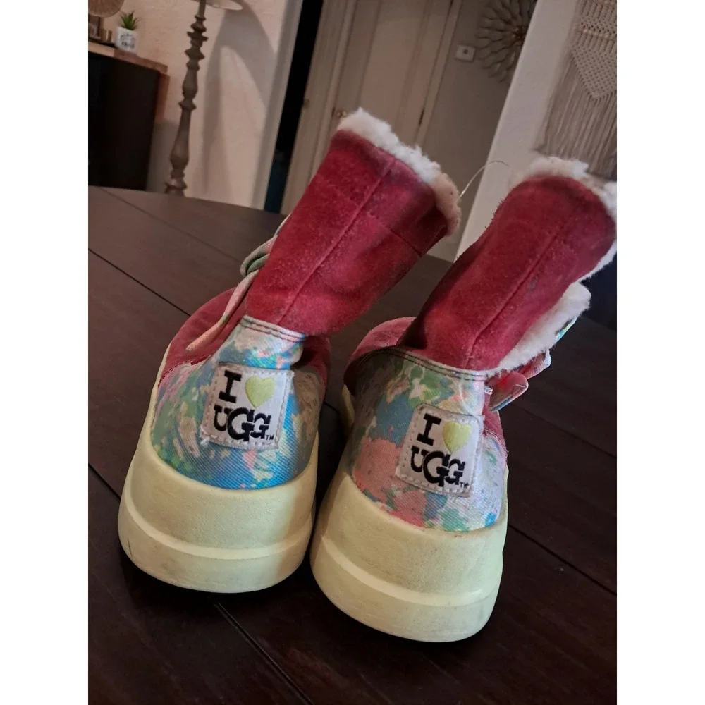 I‎ Heart Ugg Metallic Splash Boots Pink Girls Size 8