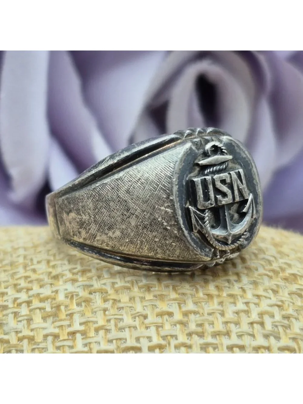 Vintage Dee Bee USN Navy Ring Sterling Silver 12.7g Size 10 Anchor Military