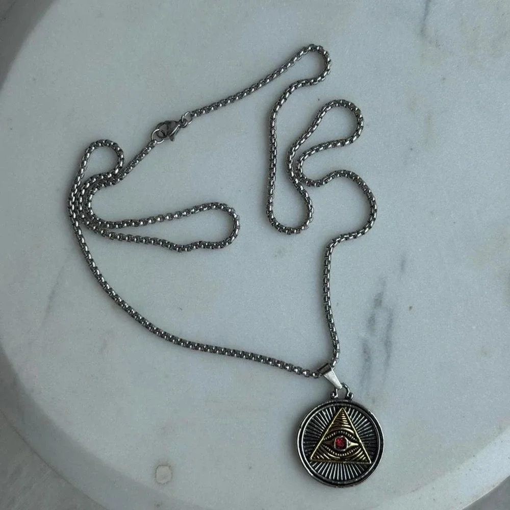 Silver All-Seeing Eye Pendant Necklace