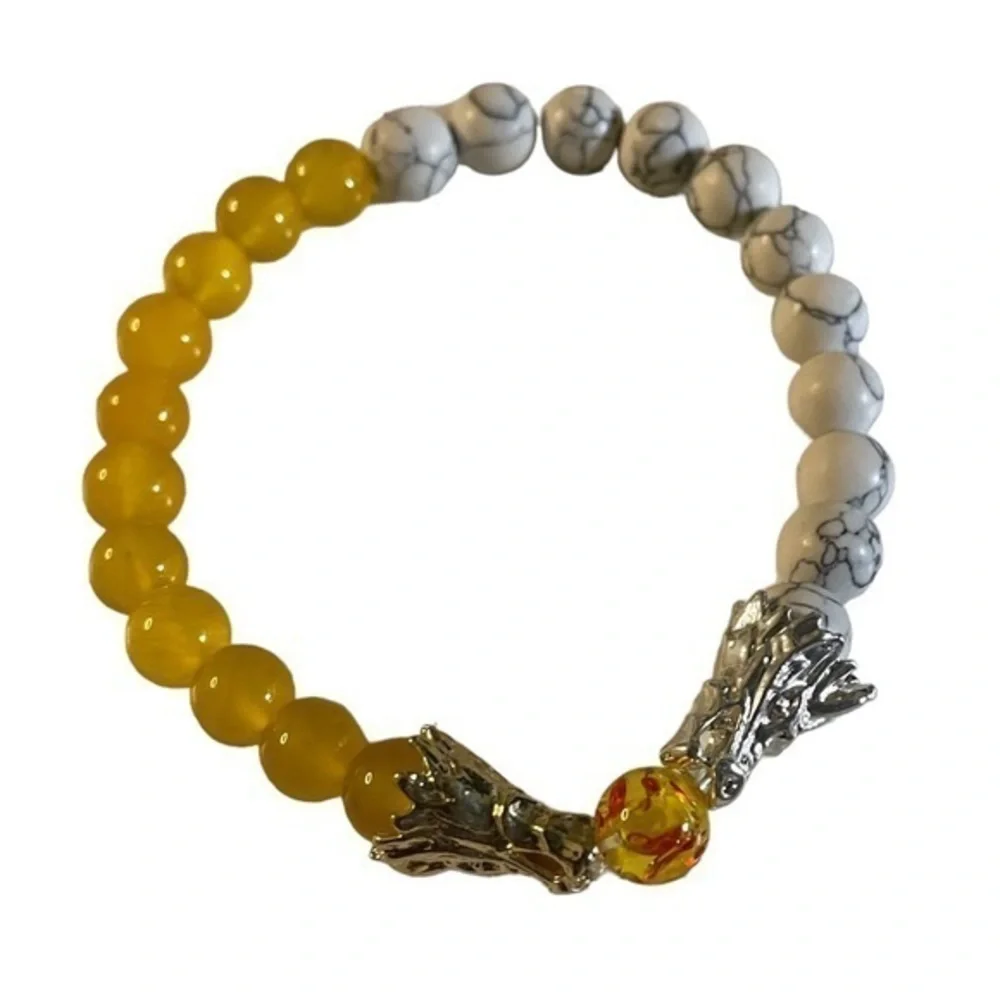Beautiful Dragon Bracelet with White Turquoise and Citrine‎ 7in / 22cm
