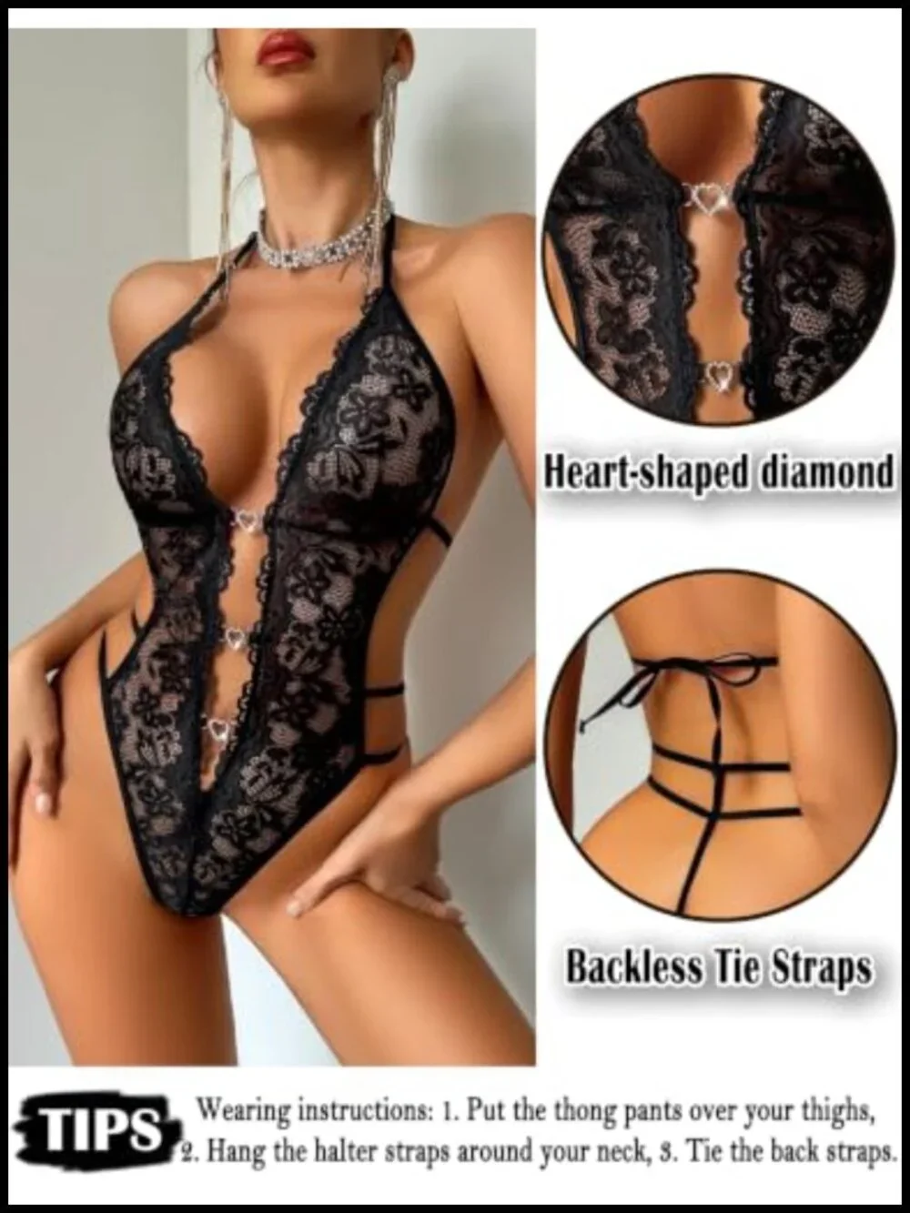 Lace Bodysuit Halter Teddy Babydoll Lingerie